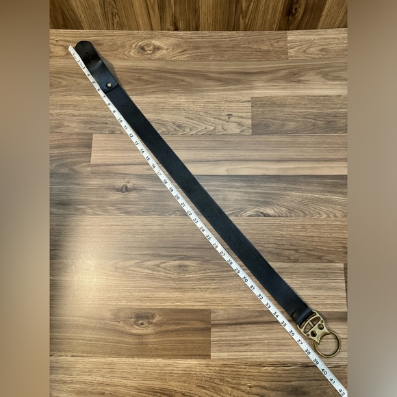 Isaiah Kincaid Vintage Brass Toggle Leather Black Adjustable Belt 32-34 USA - Picture 11 of 14